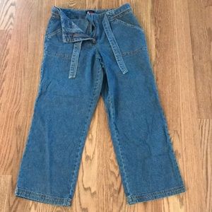 Vintage NY Jean belted wide leg ankle pant